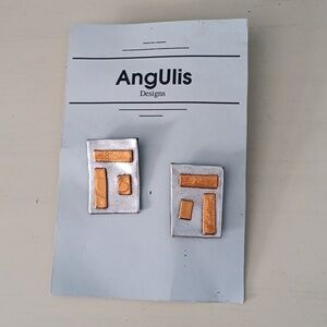 Vintage 80s AngUlis Designs Rectangular Earrings 🍀